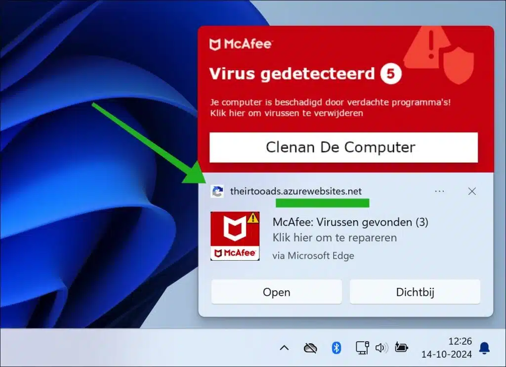 Azurewebsites.net melding