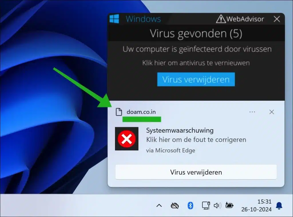 Doam.co.in melding virus