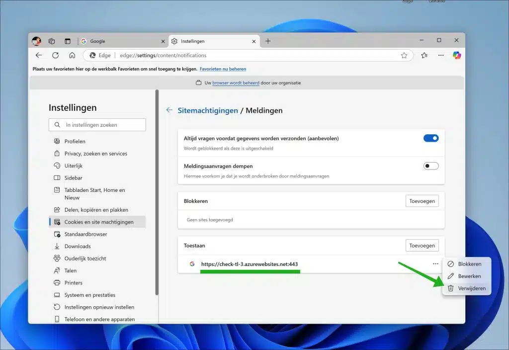 check-tl-3.azurewebsites.net melding verwijderen