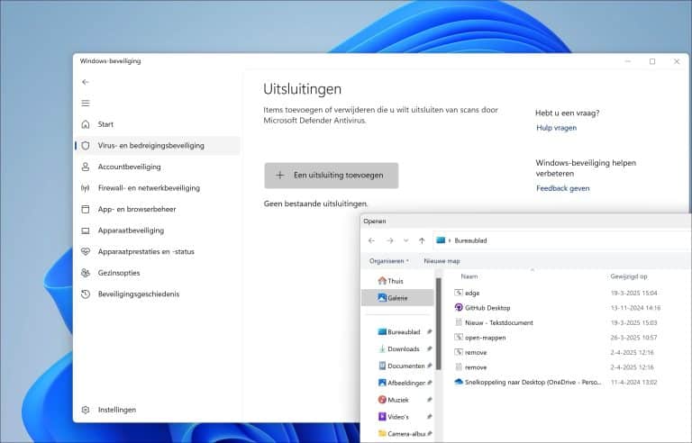 Programma toestaan in Windows-beveiliging