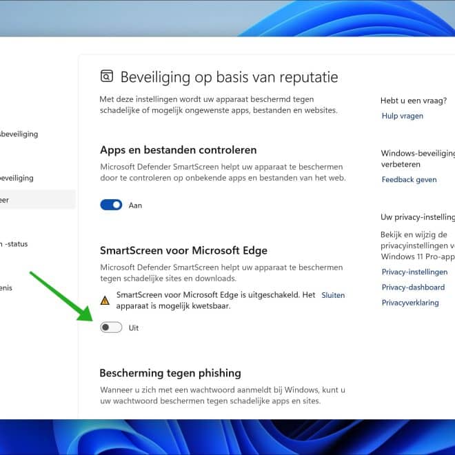 SmartScreen uitschakelen in Windows 11
