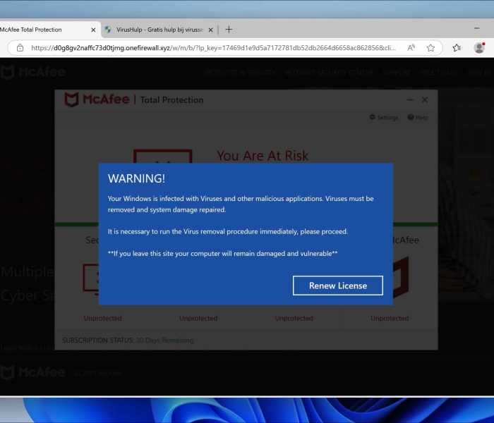 mcafee antivirus virus melding