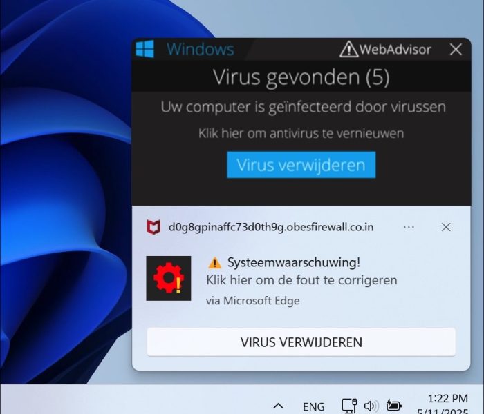 uw computer is geinfecteerd virus melding
