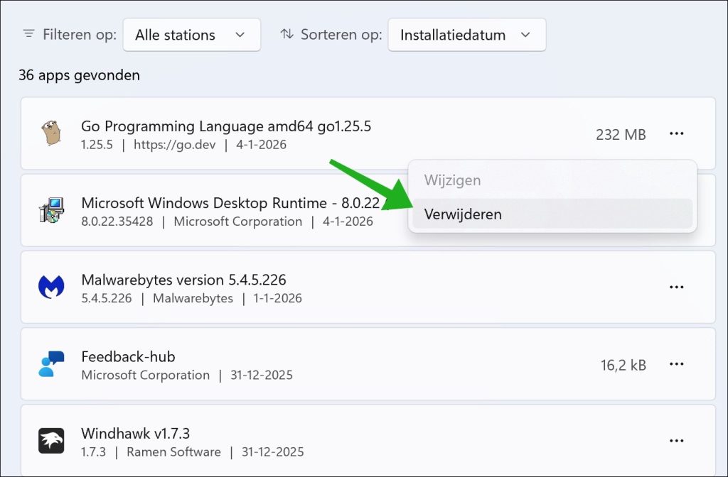 ongewenste software verwijderen